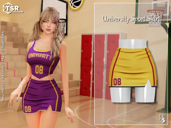 Alpha University Sport Skirt by wisteriasims - The Sims 4 Custom Content