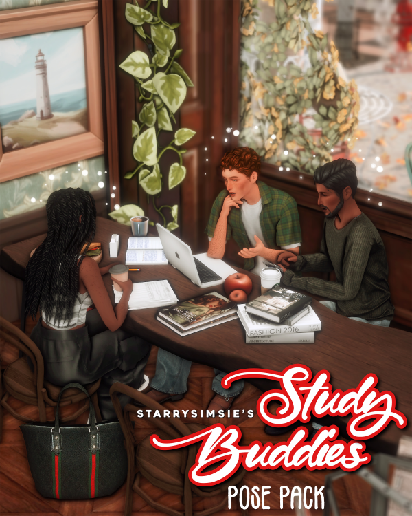 Mix Study Buddies Pose Pack by simsfinds - The Sims 4 Custom Content