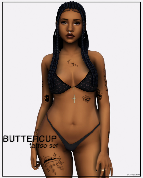 Mix Buttercup Tattoo Set by lotuswhimcc - The Sims 4 Custom Content