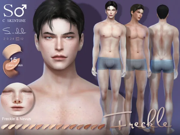 Alpha Freckle male skintone 0425 CLUB by S - The Sims 4 Custom Content