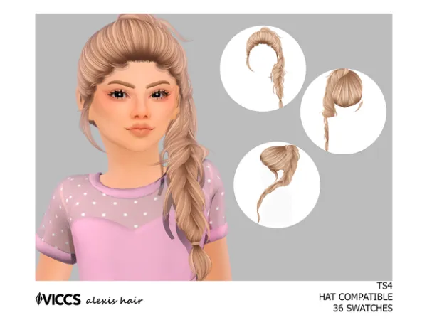 Alpha VICCS_ALEXIS HAIR (TODDLER VERSION) by viccs - The Sims 4 Custom Content