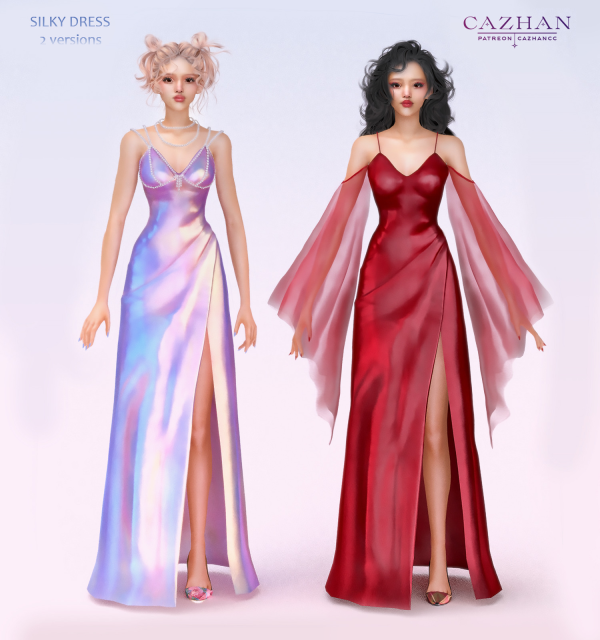 Alpha [SILKY DRESS] clothing by simsfinds - The Sims 4 Custom Content