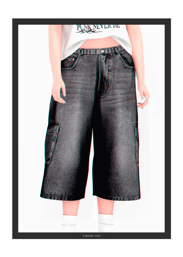 Alpha Hot y2k Denim Bermuda by plbsims - The Sims 4 Custom Content