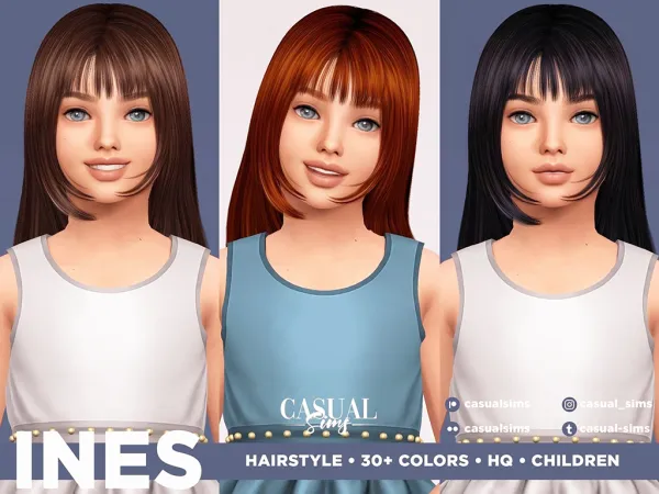 Alpha CasualSims Ines Hairstyle (WITH BANGS) CHILDREN - The Sims 4 Custom Content
