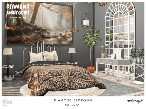 Mix Diamond Bedroom by moniamay72 - The Sims 4 Custom Content