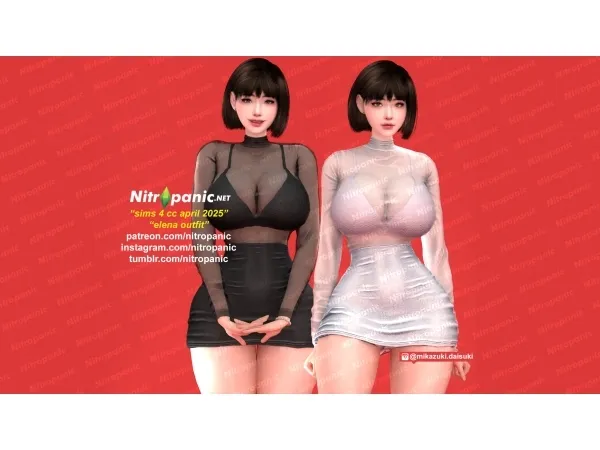 Alpha Nitropanic_Elena Outfit by nitropanic - The Sims 4 Custom Content