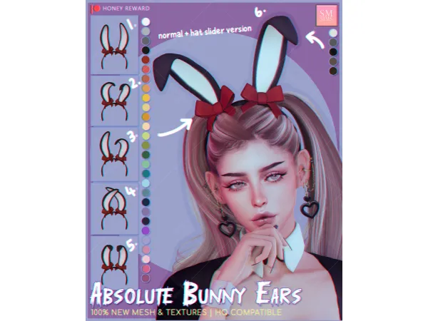 Alpha HONEY Absolute Bunny Ears by SMSims - The Sims 4 custom content