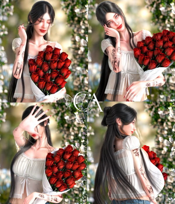 Mix Flowergram Posepack [PV] by chicaura - The Sims 4 Custom Content