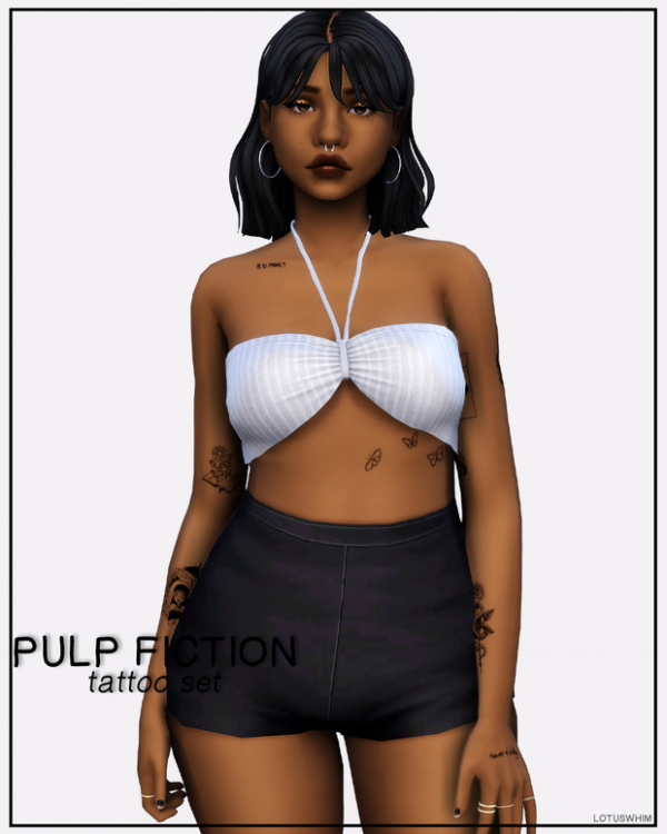 Mix Pulp Fiction Tattoo Set by lotuswhimcc - The Sims 4 Custom Content