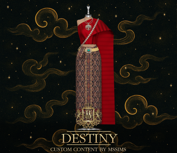 Alpha DESTINY THAI FEMALE DRESS NECKLACE by simsfinds - The Sims 4 Custom Content