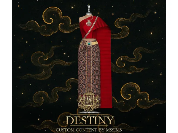 Alpha DESTINY THAI FEMALE DRESS NECKLACE by Mssims4 - The Sims 4 Custom Content