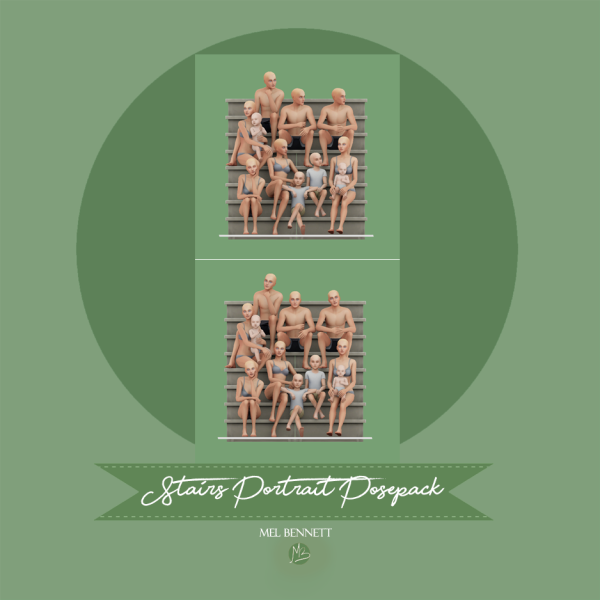 Mix Stairs Portrait Posepack by melbennett - The Sims 4 Custom Content