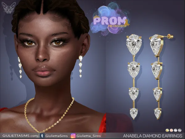 Alpha Anabela Diamond Prom Earrings by feyona - The Sims 4 Custom Content