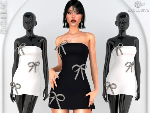 Alpha Embellished Silk Mini Dress DO0788 by d-o-lilac - The Sims 4 Custom Content