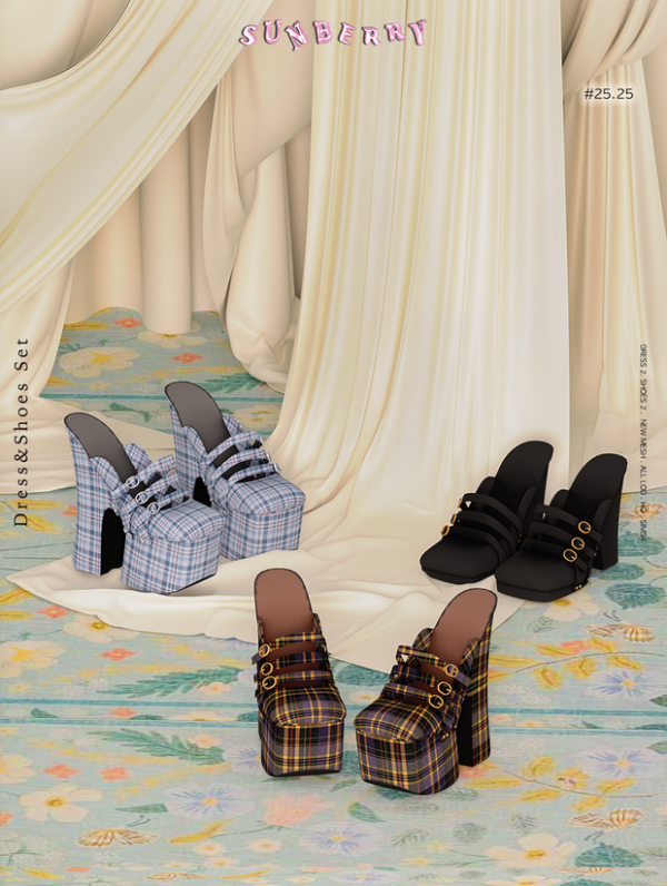 Alpha Wedge Heels Shoes 2 Set by simsfinds - The Sims 4 Custom Content