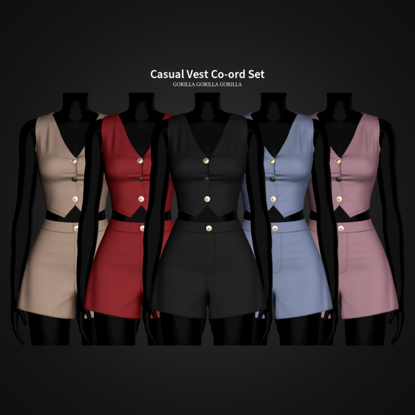 Alpha Casual Vest Co ord Set by simsfinds - The Sims 4 Custom Content