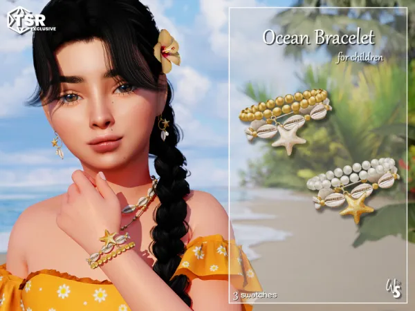 Alpha Ocean Bracelet for child by wisteriasims - The Sims 4 Custom Content