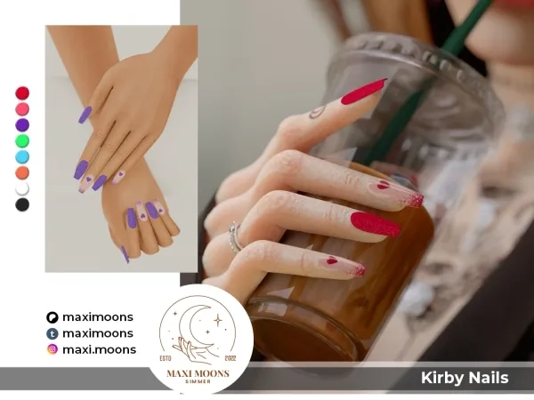 Alpha Kirby Nails by maximoons - The Sims 4 Custom Content
