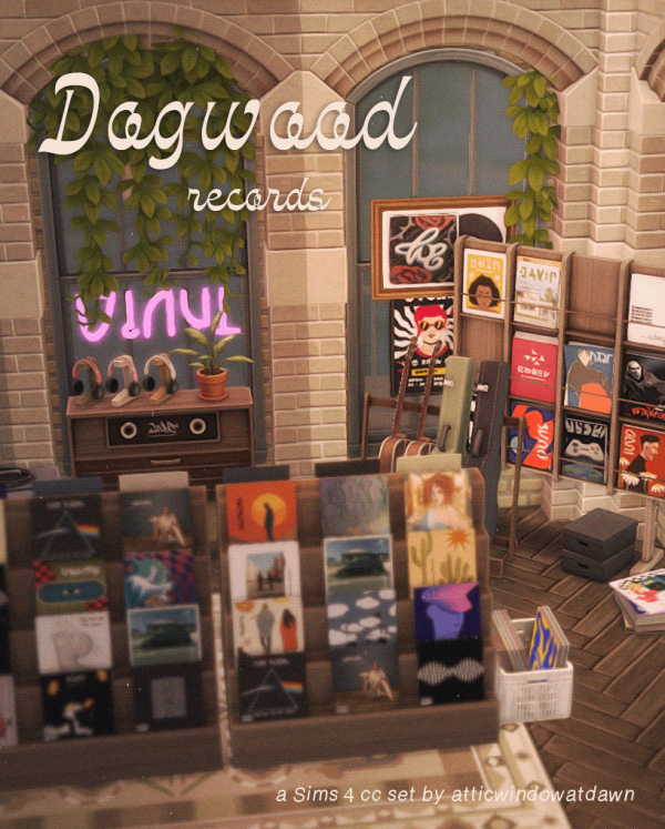 Maxis Match DOGWOOD RECORDS by simsfinds - The Sims 4 Custom Content