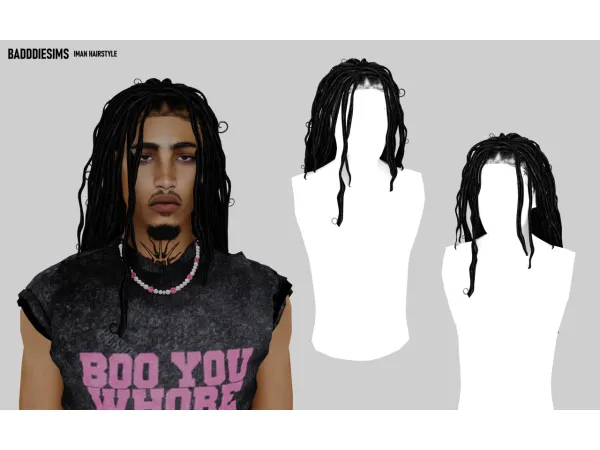 Alpha IMAN HAIRSTYLE by BadddieSims - The Sims 4 Custom Content