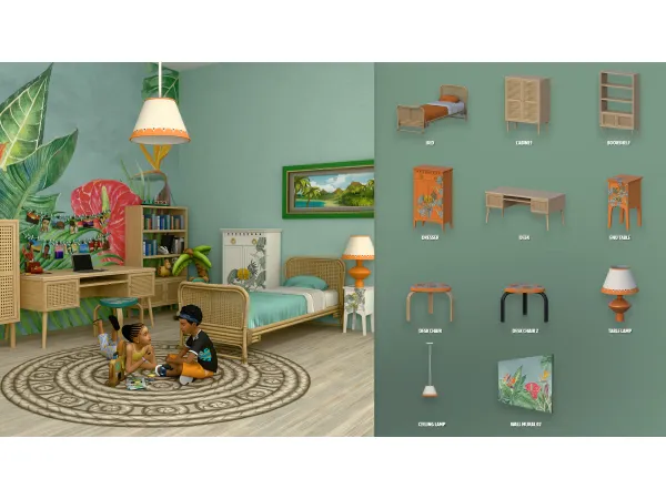 Maxis Match BAHAMA KIDS BEDROOM ModCo Studios by modcollective - The Sims 4 Custom Content