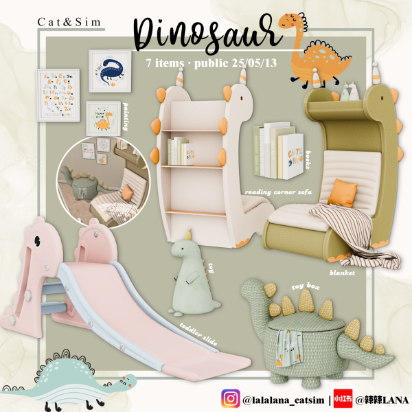 Mix [LANA] Dinosaur Set (for toddlers) by simsfinds - The Sims 4 Custom Content
