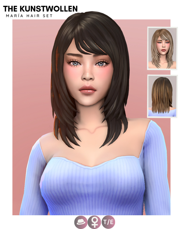 Maxis Match María hair set by simsfinds - The Sims 4 Custom Content