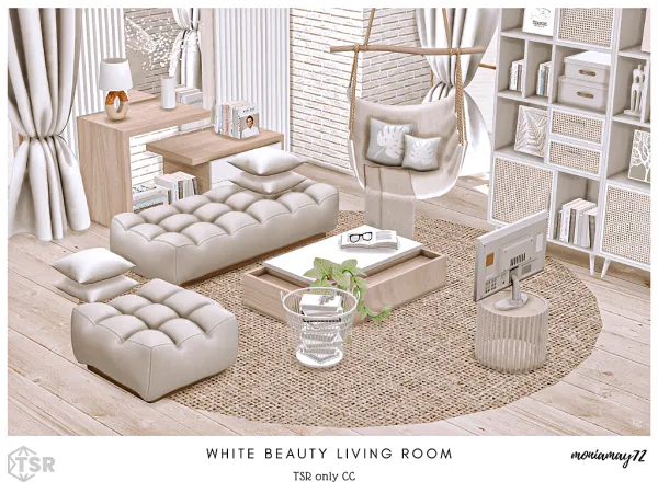 Mix White Beauty Living Room by moniamay72 - The Sims 4 Custom Content