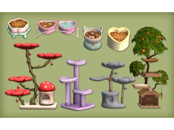 Heart Flower Cat Pet Set by jacky93sims - The Sims 2 Custom Content