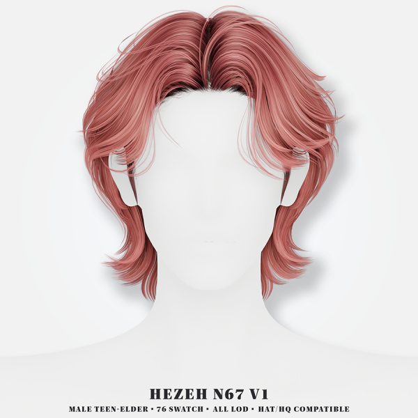 Alpha [Hezeh]Hair_No67 V1 by hezeh - The Sims 4 Custom Content