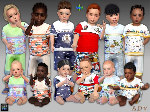 Mix Summer outfits for toddler and infant boys by artedellavita_mabra - The Sims 4 Custom Content