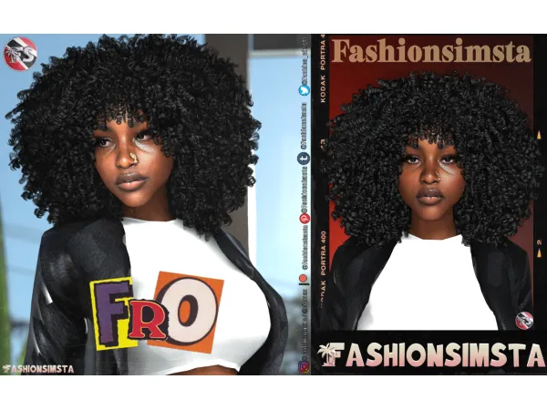 Alpha Curly Fro by FashionSimsta - The Sims 4 Custom Content