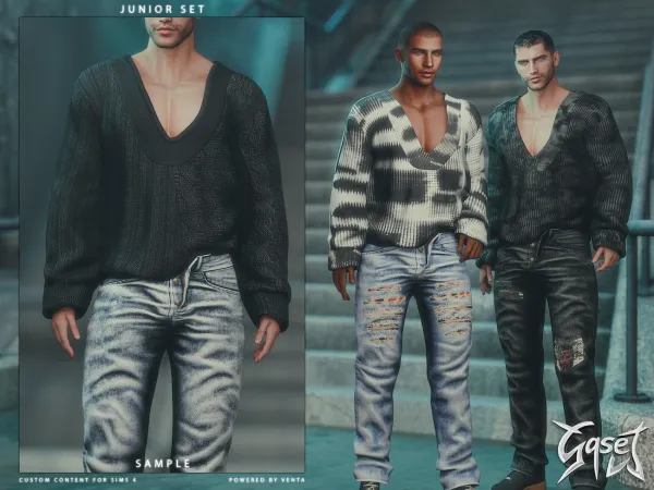 Alpha gaset junior sweater (sample) - The Sims 4 Custom Content