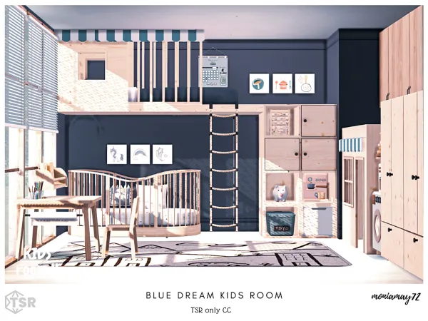Mix Blue Dream Kids Room by moniamay72 - The Sims 4 Custom Content