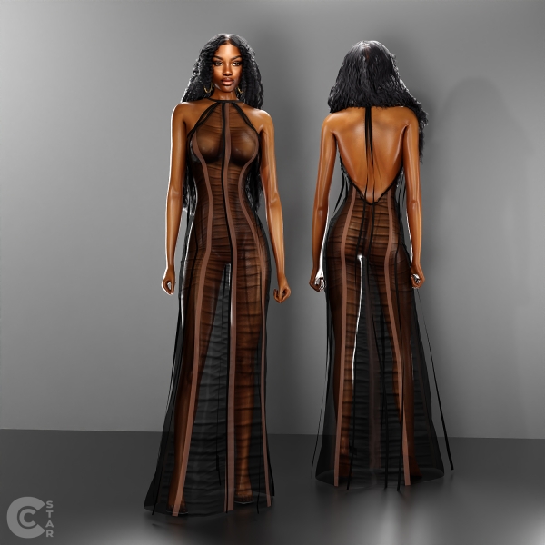 Alpha Sheer Halter Maxi Dress cool_content_star by cool_content_star - The Sims 4 custom content