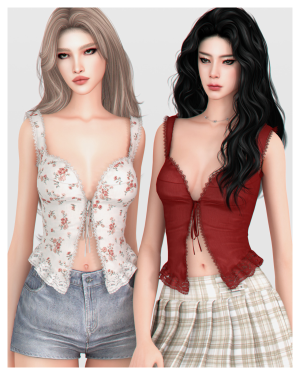 Alpha Skye Top by simsfinds - The Sims 4 Custom Content