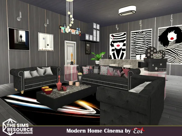 Maxis Match Modern Home Cinema by thesimsresource - The Sims 4 Custom Content