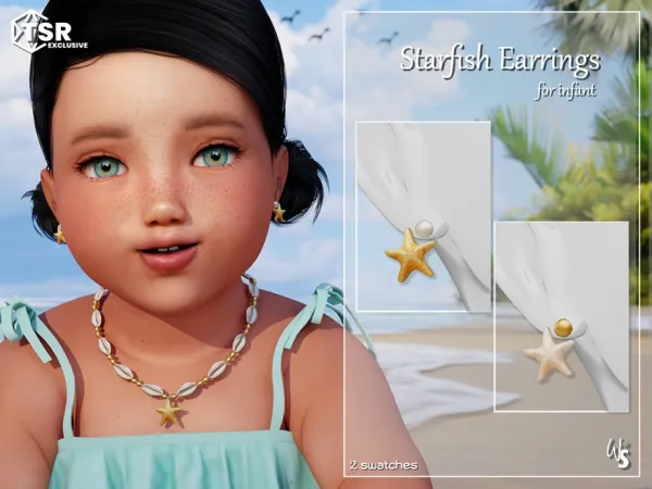Alpha Starfish Earrings for infant by wisteriasims - The Sims 4 Custom Content