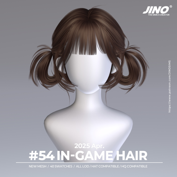 Alpha [JINO] HAIR N54 by simsfinds - The Sims 4 custom content