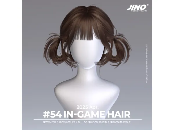 Alpha [JINO] HAIR N54 - The Sims 4 custom content