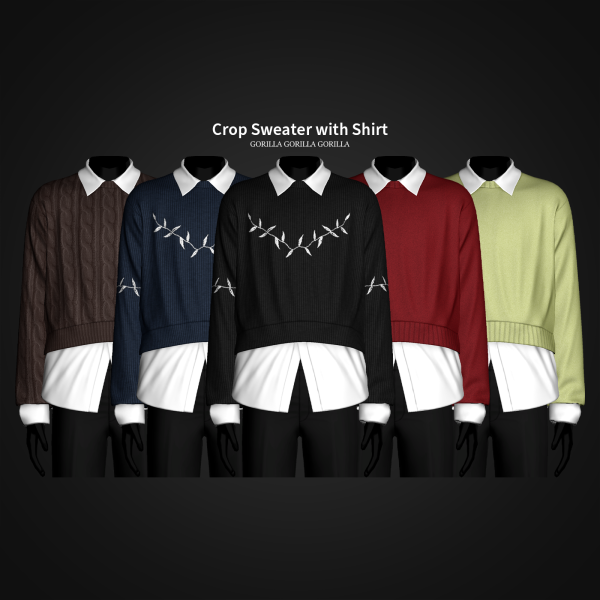 Alpha Crop Sweater with Shirt by simsfinds - The Sims 4 Custom Content