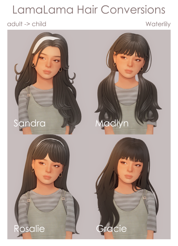 Maxis Match LamaLama Hair Conversions by simsfinds - The Sims 4 Custom Content