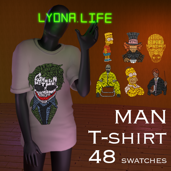 Mix Men's PRINTED T shirt by lyonalife - The Sims 4 Custom Content