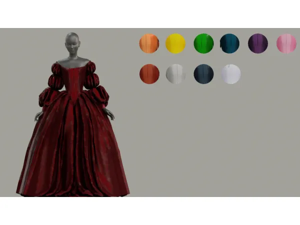 Alpha 17th18th Century inspired gown BY - The Sims 4 Custom Content