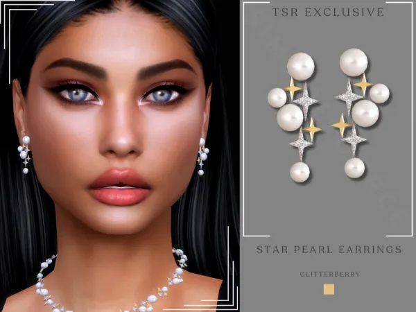 Mix Star Pearl Earrings by glitterberrysims - The Sims 4 Custom Content