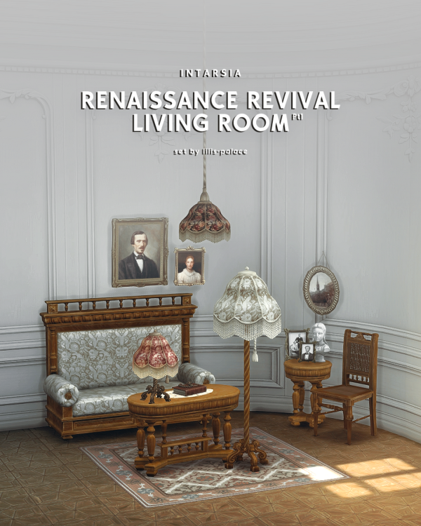 Maxis Match INTARSIA Renaissance Revival Living Room Pt1 by simsfinds - The Sims 4 Custom Content