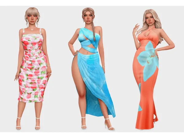 Maxis Match patterned dresses sims 4 lookbook by simsfinds - The Sims 4 Custom Content
