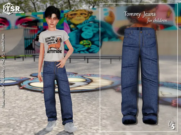 Alpha Tommy Jeans for children by wisteriasims - The Sims 4 Custom Content