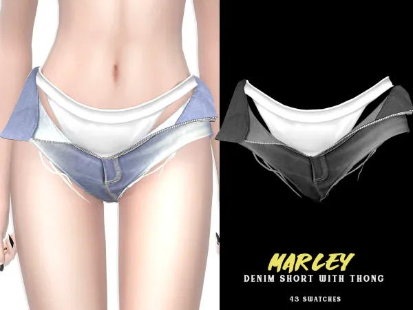 Alpha Marley Denim Shorts with thong - The Sims 4 Custom Content