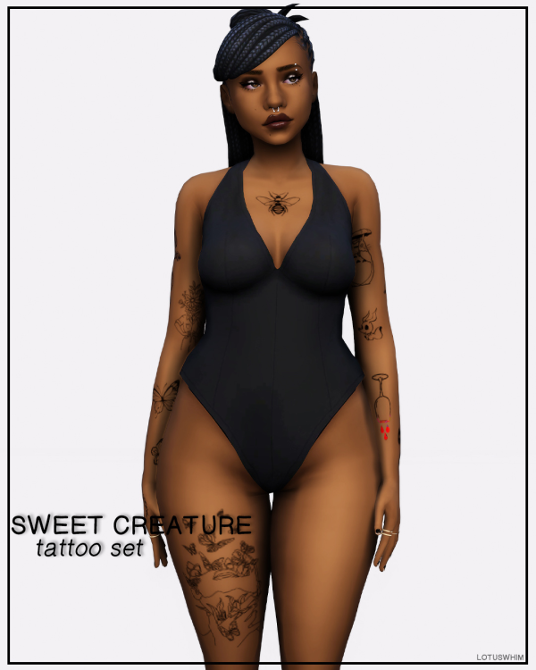 Mix Sweet Creature Tattoo Set by lotuswhimcc - The Sims 4 Custom Content